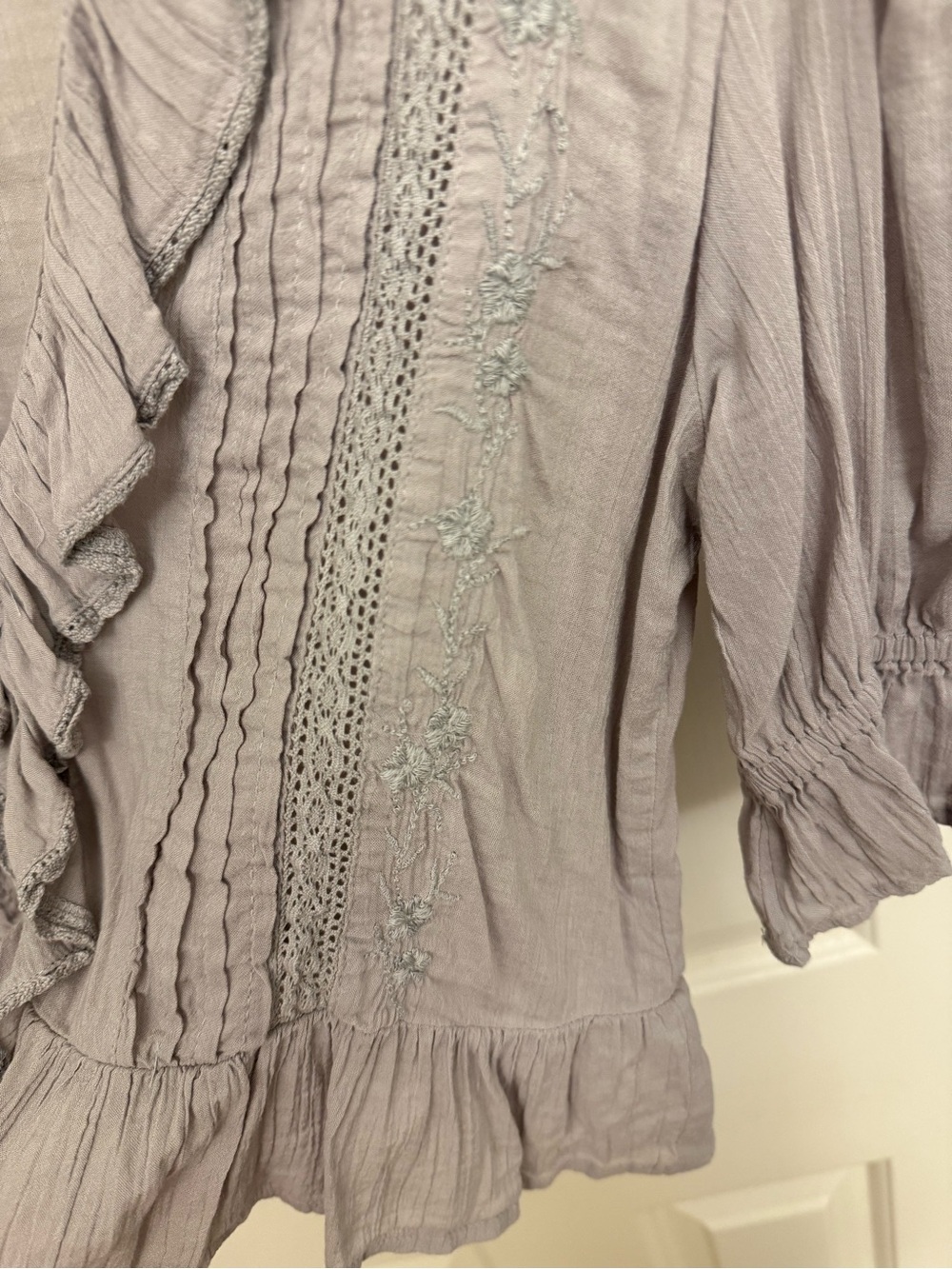 Grey Ruffle Bohemian Top - Picture 2 of 5
